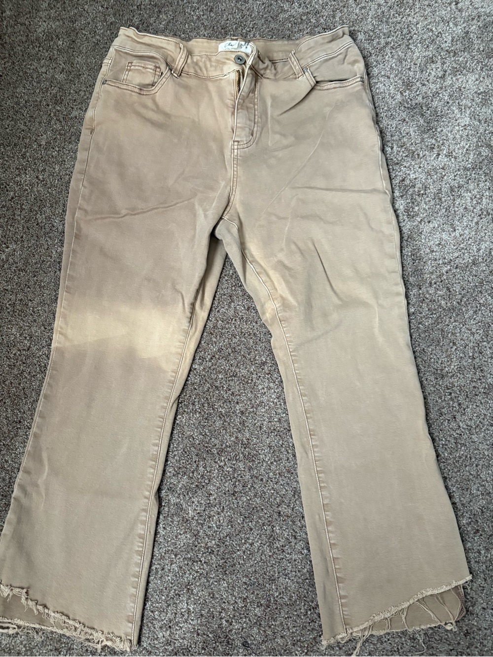 CHARLIE B Beige Wide-Leg Jeans